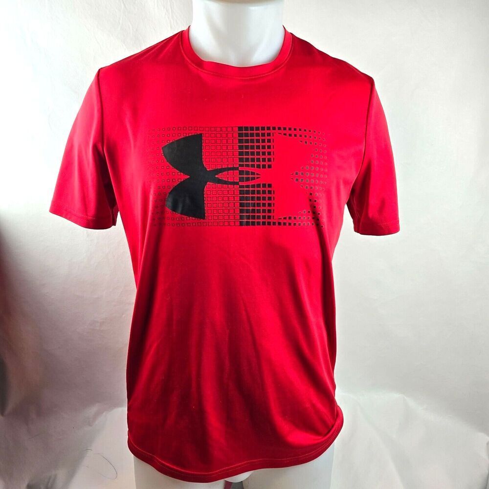 Under Armour T Shirt Mens Small Red Heatgear Loose Performance Logo Graphic